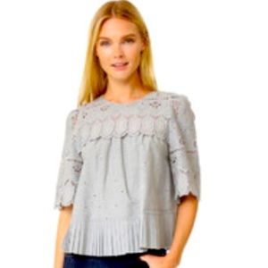 Sea Floral Eyelet Top Grey Size0